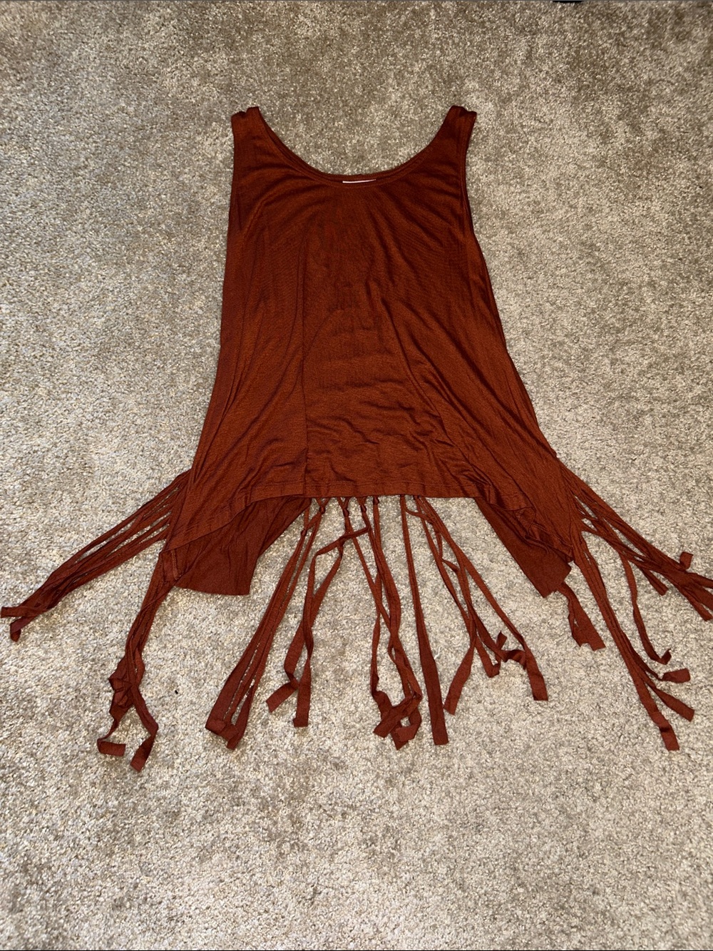Shyanne Rust Fringe Hem Tank Top